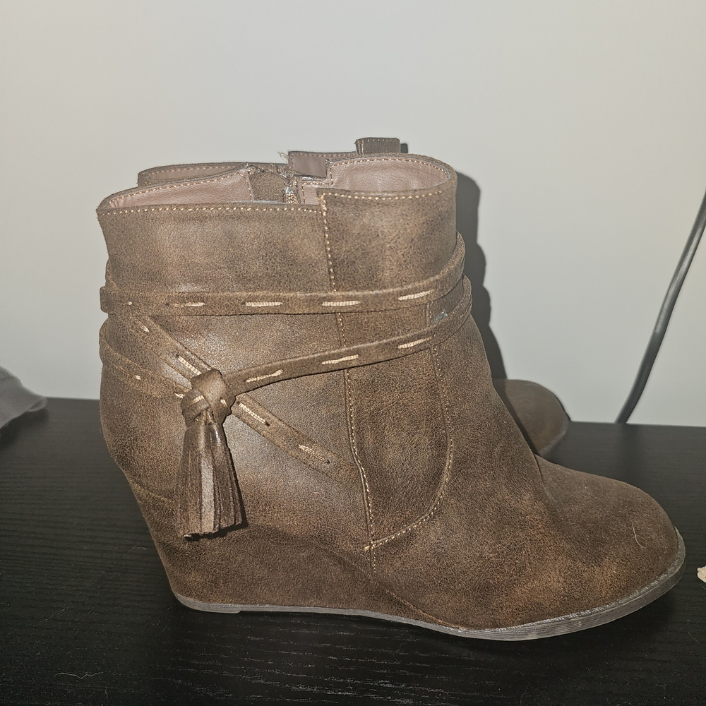Brown Tassel Ankle Boots